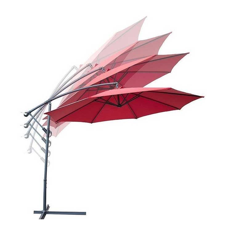 Banana Parasol 3M*3M Big Size Foldable Custom Garden Market Event Striped Banana Patio Umbrella For Outdoor