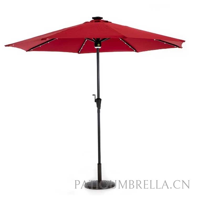 UMB-035 2.7M*2.7M Medium Size Foldable Outdoor Solar Led Light Market Patio Umbrella With Crank