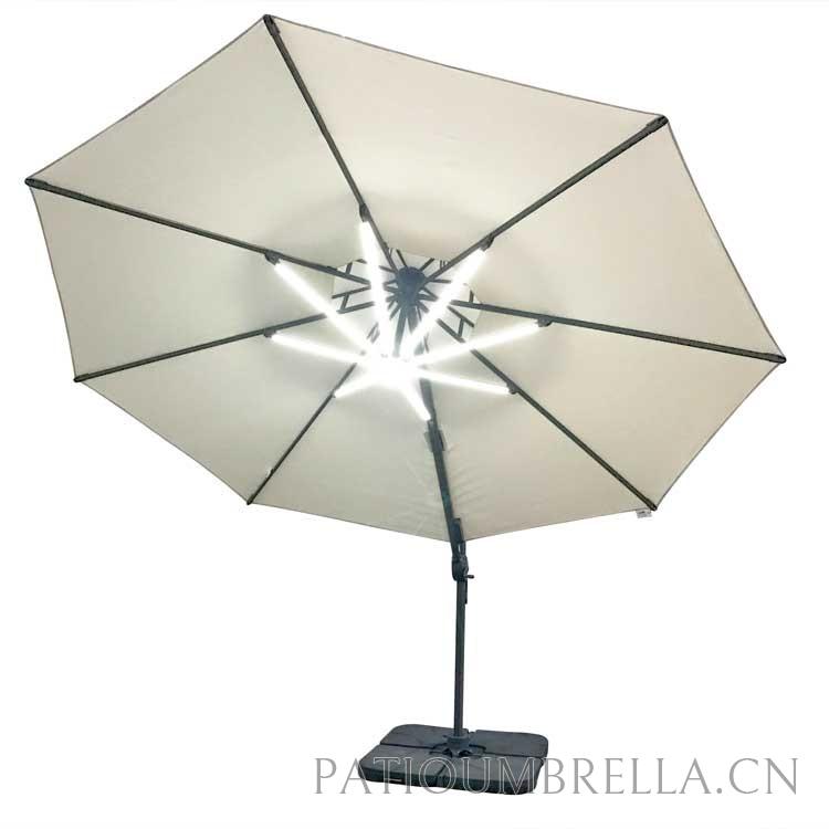 Dia 3M Round Led Light Sun Protection Double Top Rome Parasol Umbrella With Adjustable Turning UMB-044