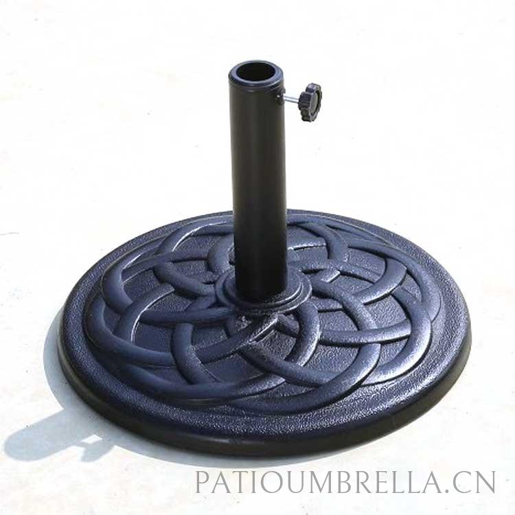  45*H32cm Round Shape 12Kg Weight Resin Outdoor Parasol Umbrella Base With Steel Pole